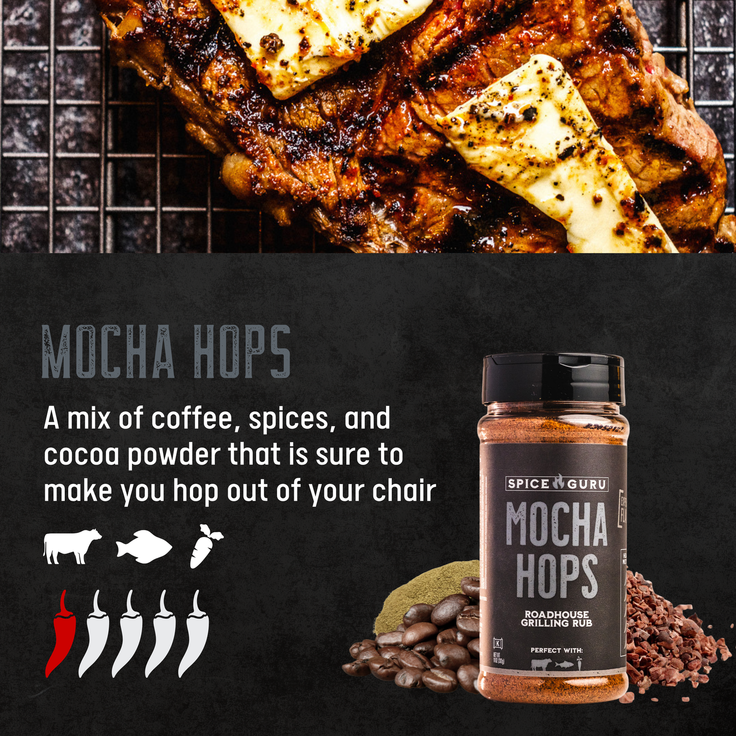 Mocha Hops Roadhouse Grilling Rub, 11 oz