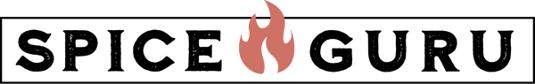 Spice Guru company logo: "Spice Guru" in black print, with a flame in the middle of the text.