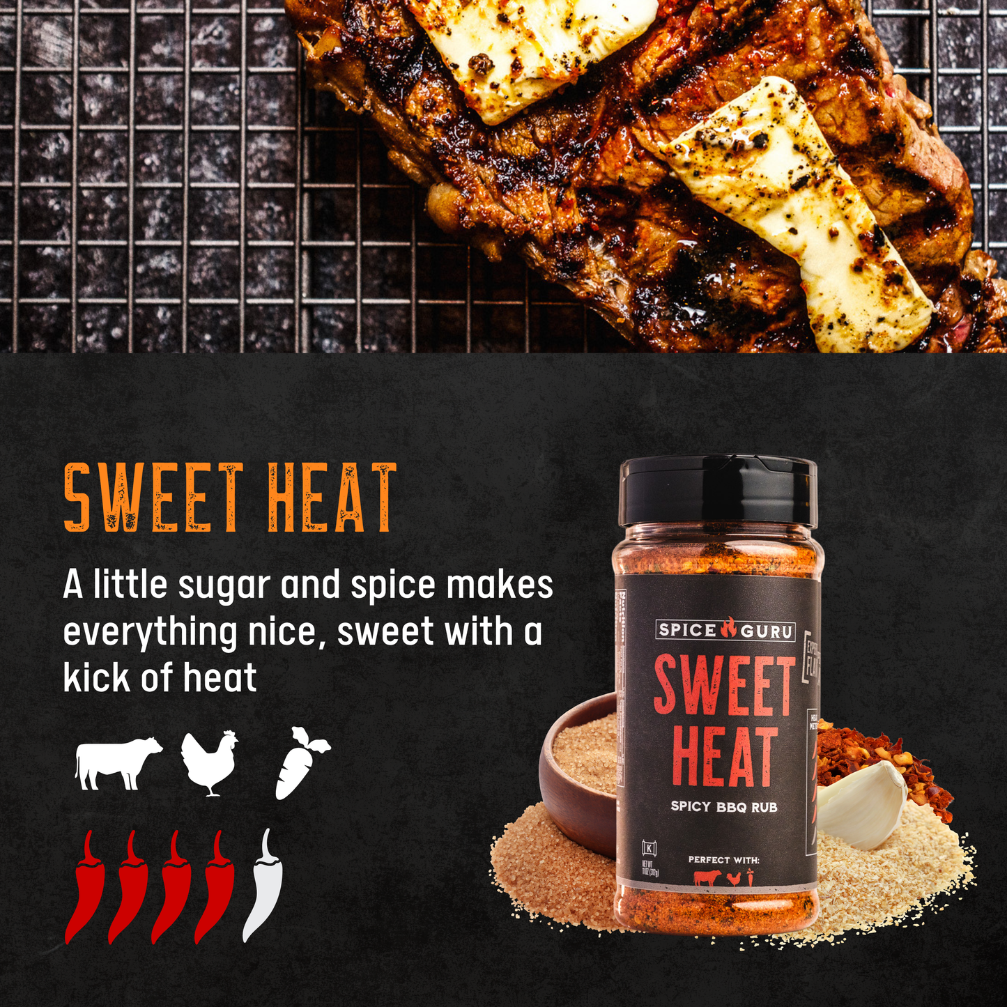 Sweet Heat Spicy BBQ Rub, 11oz