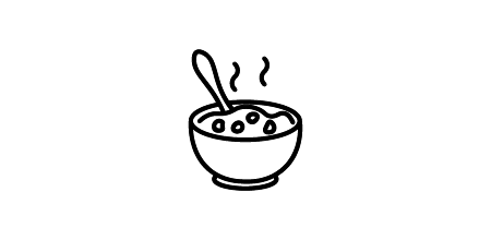 Icon: a spoon in a bowl, with heat waves rising from it.